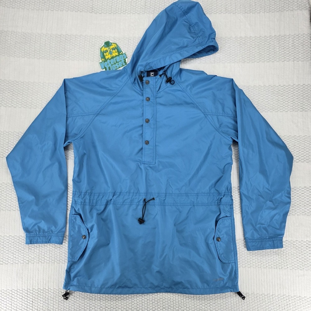 Chaps Hooded Windbreaker Jacket Mens Large Blue Lightweight Rain Outdoor